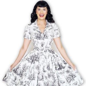 EUC Small Black and White Toile Lauren Dress